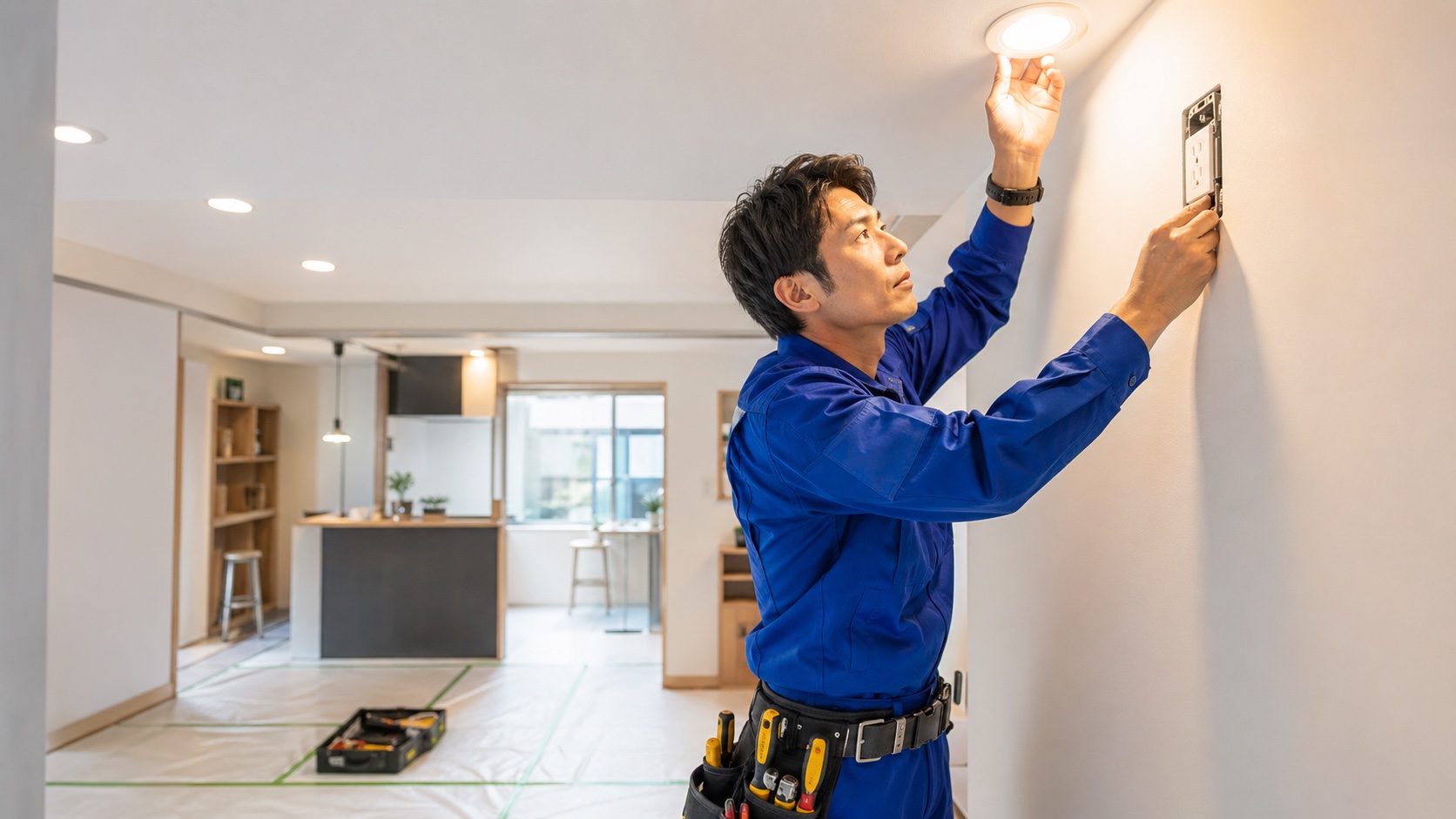 屋内電気工事の現場